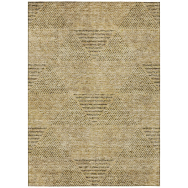 5' X 8' Wheat And Beige Geometric Washable Indoor Outdoor Area Rug