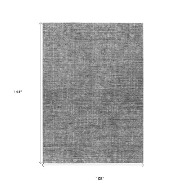 9' X 12' Gray And Charcoal Southwestern Washable Indoor Outdoor Area Rug