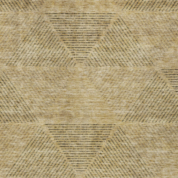 5' X 8' Wheat And Beige Geometric Washable Indoor Outdoor Area Rug