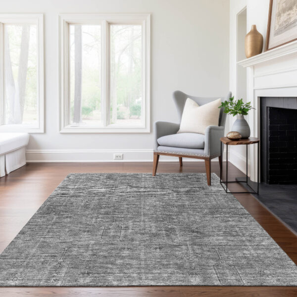 9' X 12' Gray And Charcoal Southwestern Washable Indoor Outdoor Area Rug