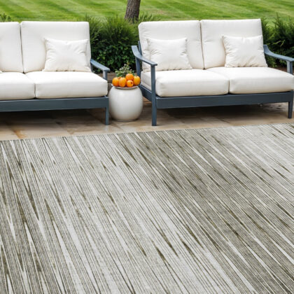 9' X 12' Taupe And Beige Abstract Washable Indoor Outdoor Area Rug
