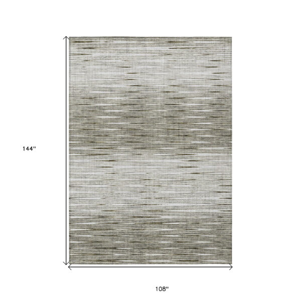 9' X 12' Taupe And Beige Abstract Washable Indoor Outdoor Area Rug