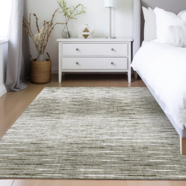 9' X 12' Taupe And Beige Abstract Washable Indoor Outdoor Area Rug
