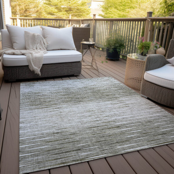 9' X 12' Taupe And Beige Abstract Washable Indoor Outdoor Area Rug