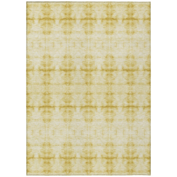 5' X 8' Wheat And Gold Geometric Washable Indoor Outdoor Area Rug