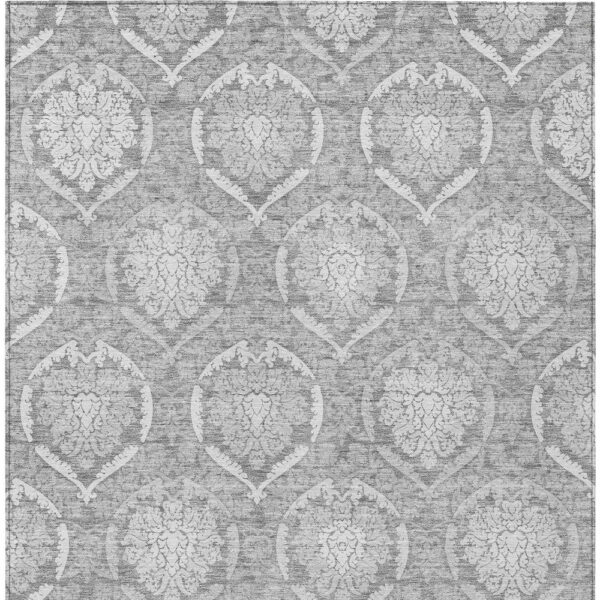 3' X 5' Gray And Silver Medallion Washable Indoor Outdoor Area Rug