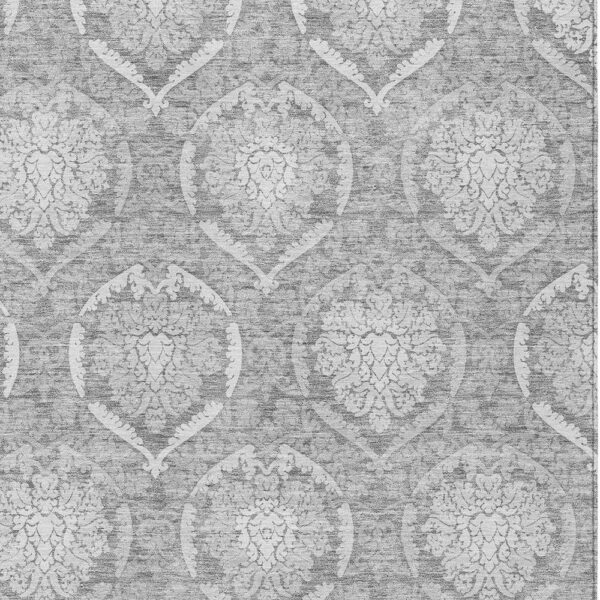 3' X 5' Gray And Silver Medallion Washable Indoor Outdoor Area Rug
