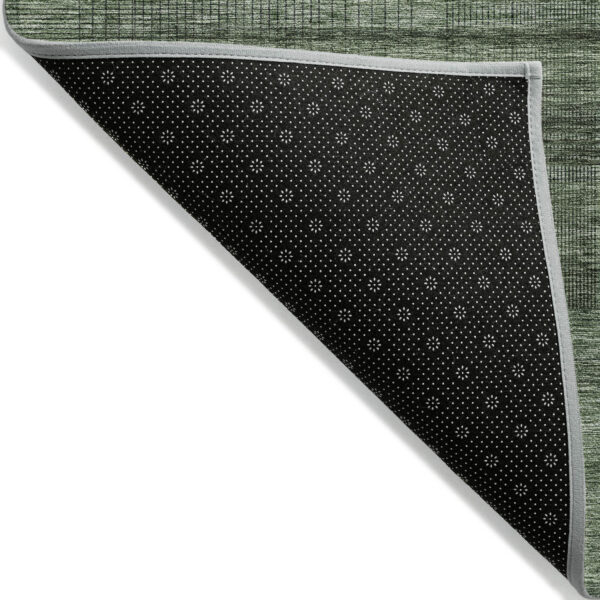 8' X 10' Olive Green And Gray Striped Washable Indoor Outdoor Area Rug