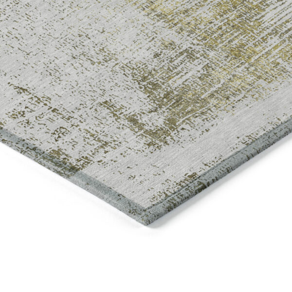 8' X 10' Pearl Ivory And Gold Abstract Washable Indoor Outdoor Area Rug