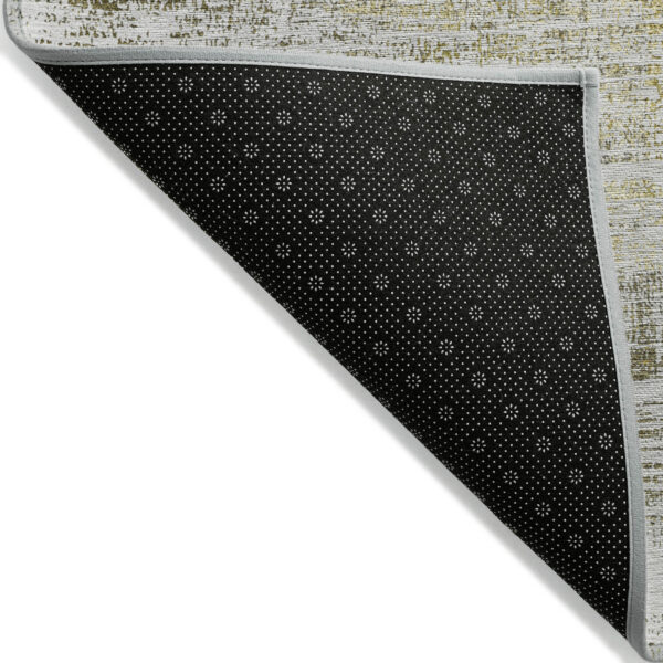 8' X 10' Pearl Ivory And Gold Abstract Washable Indoor Outdoor Area Rug