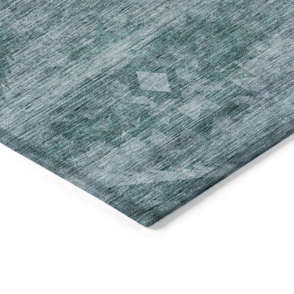 8' X 10' Teal Blue And Aqua Southwestern Washable Indoor Outdoor Area Rug