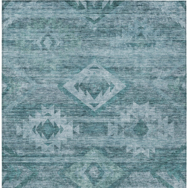 8' X 10' Teal Blue And Aqua Southwestern Washable Indoor Outdoor Area Rug