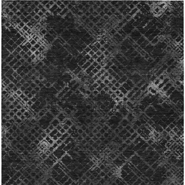 3' X 5' Charcoal Gray And Silver Geometric Washable Indoor Outdoor Area Rug
