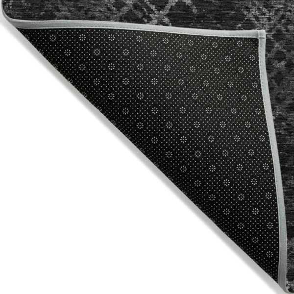 3' X 5' Charcoal Gray And Silver Geometric Washable Indoor Outdoor Area Rug