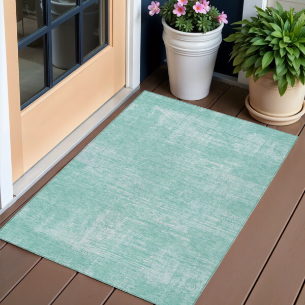 3' X 5' Turquoise And Teal Blue Abstract Washable Indoor Outdoor Area Rug
