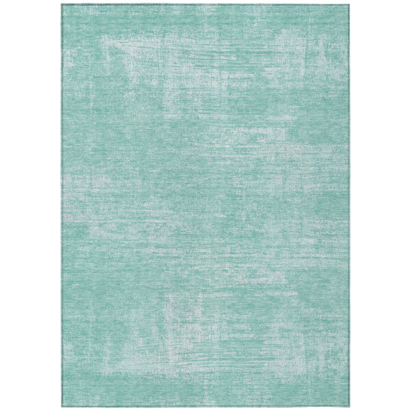 3' X 5' Turquoise And Teal Blue Abstract Washable Indoor Outdoor Area Rug