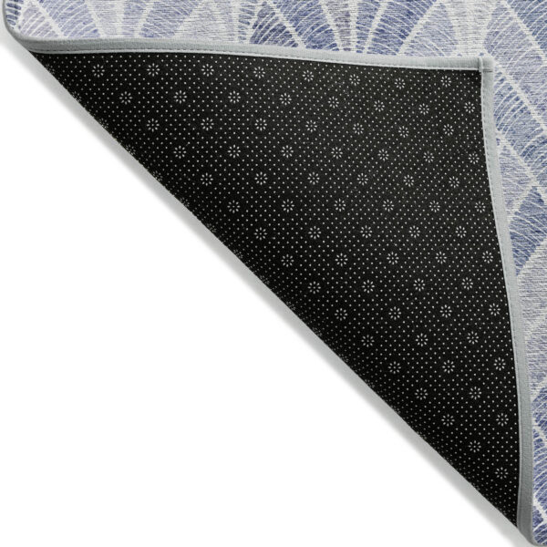 9' X 12' Denim Blue And Sky Blue Geometric Washable Indoor Outdoor Area Rug