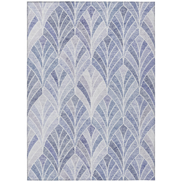 9' X 12' Denim Blue And Sky Blue Geometric Washable Indoor Outdoor Area Rug
