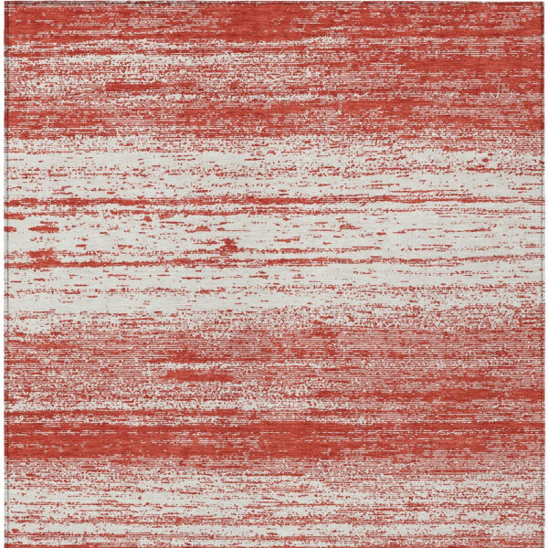 3' X 5' Red And Ivory Striped Washable Indoor Outdoor Area Rug