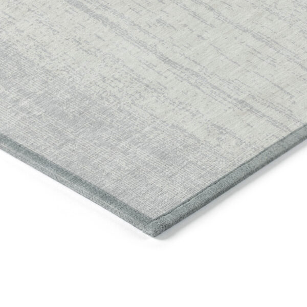 8' X 10' Silver And Ivory Striped Washable Indoor Outdoor Area Rug