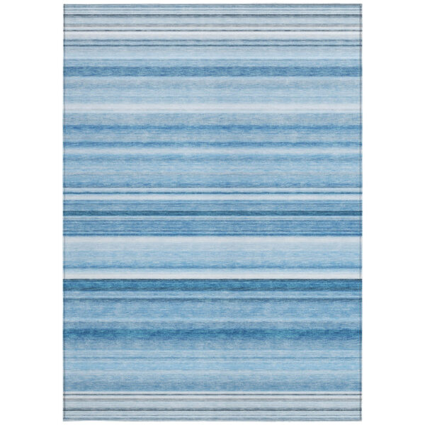 3' X 5' Blue Striped Washable Non Skid Indoor Outdoor Area Rug