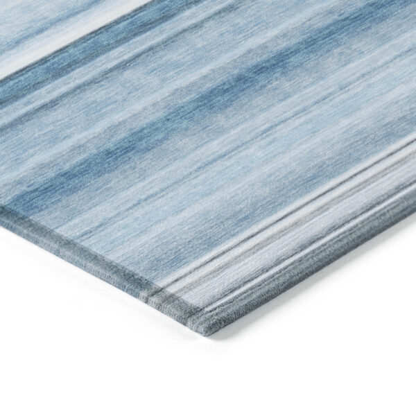 3' X 5' Blue Striped Washable Non Skid Indoor Outdoor Area Rug