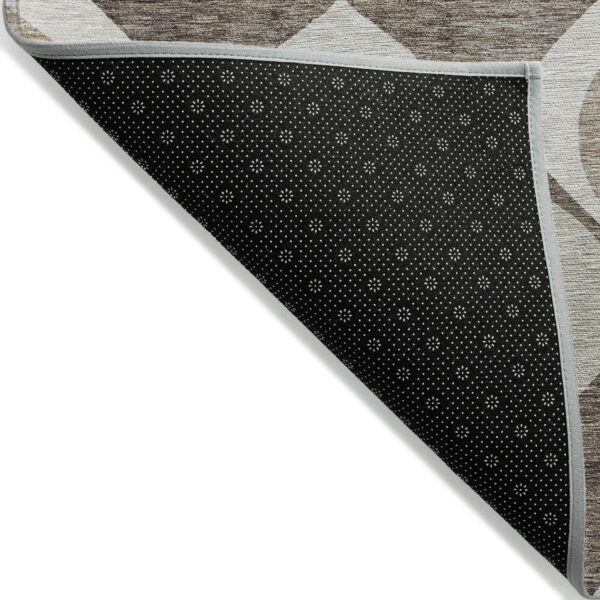 5' X 8' Taupe Beige And Brown Ogee Washable Indoor Outdoor Area Rug