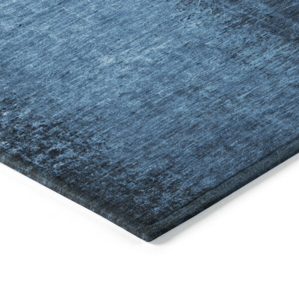8' Runner Navy Blue Abstract Washable Non Skid Indoor Outdoor Runner Rug