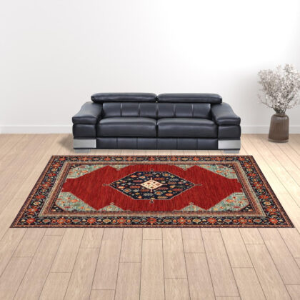 10' x 13' Red and Black Oriental Power Loom Area Rug
