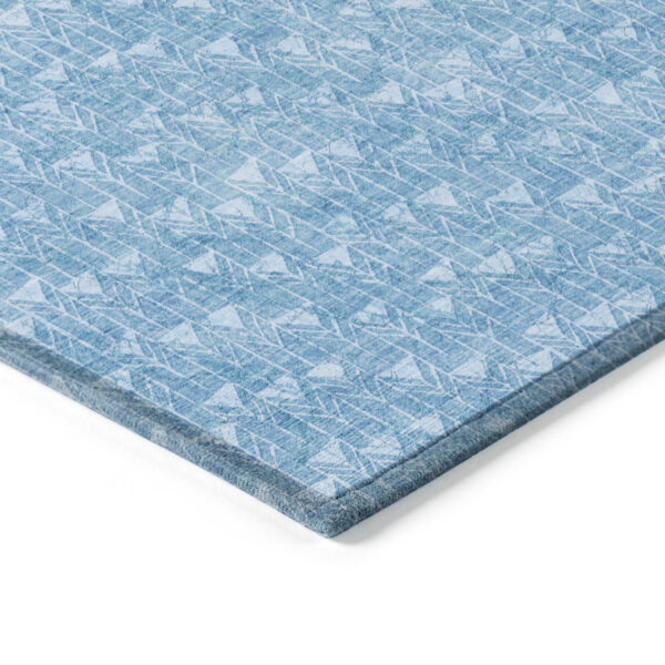 9' X 12' Blue Geometric Washable Indoor Outdoor Area Rug