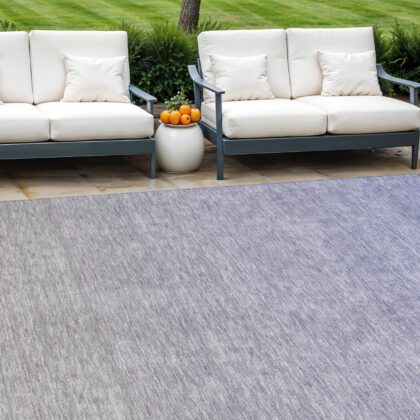 9' X 12' Beige Tan And Blue Ombre Washable Indoor Outdoor Area Rug