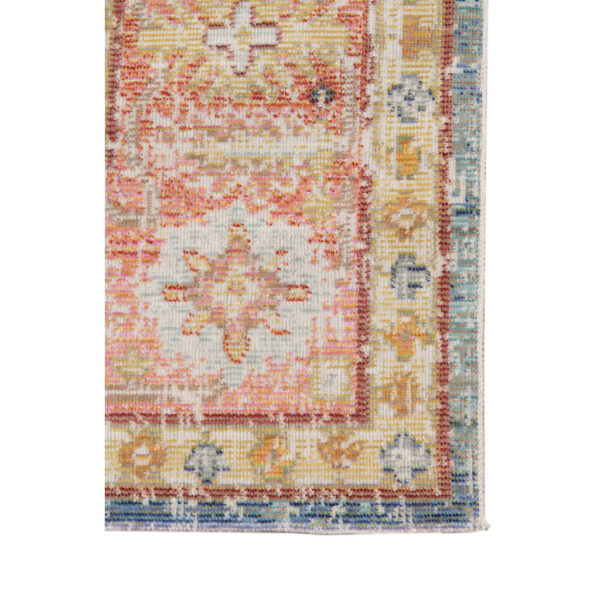 2' x 3' Blue and Pink Oriental Power Loom Distressed Area Rug