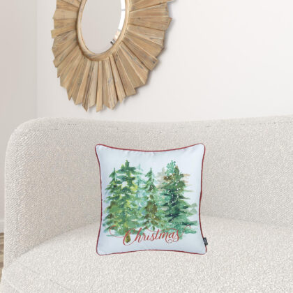 Christmas Tree Forrest Square Printed Decorative Throw Pillow Cover
