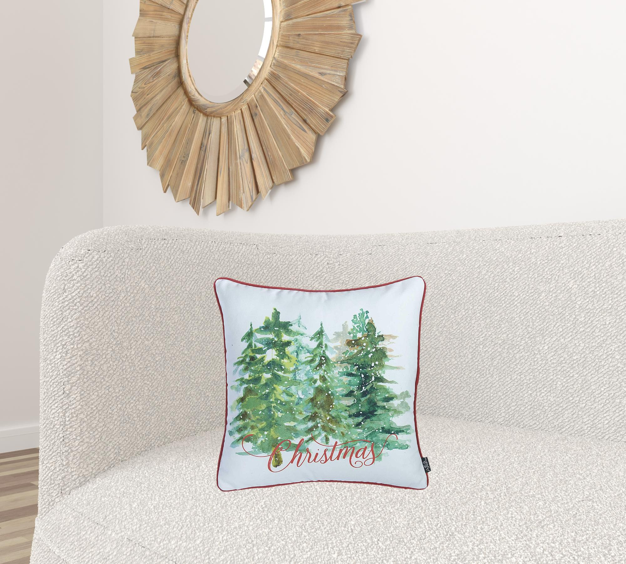 Christmas Tree Forrest Square Printed Decorative Throw Pillow Cover - Image 3