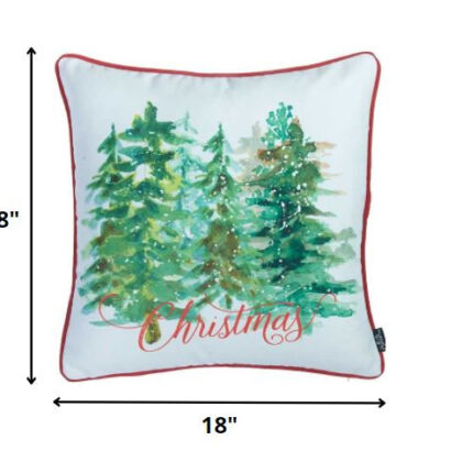 Christmas Tree Forrest Square Printed Decorative Throw Pillow Cover