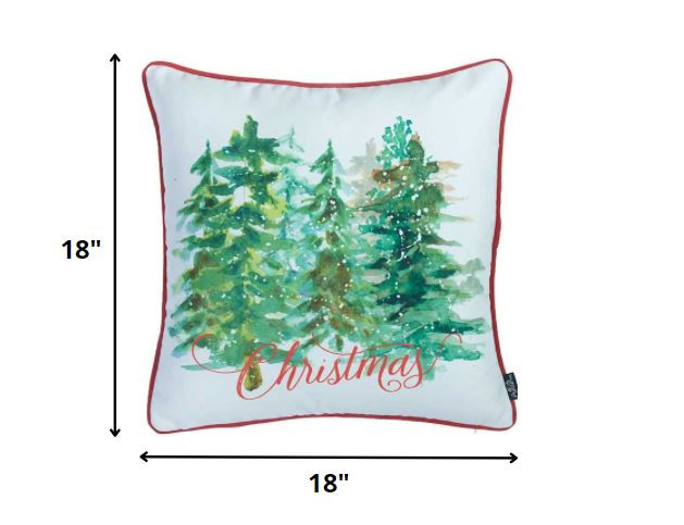Christmas Tree Forrest Square Printed Decorative Throw Pillow Cover - Image 5