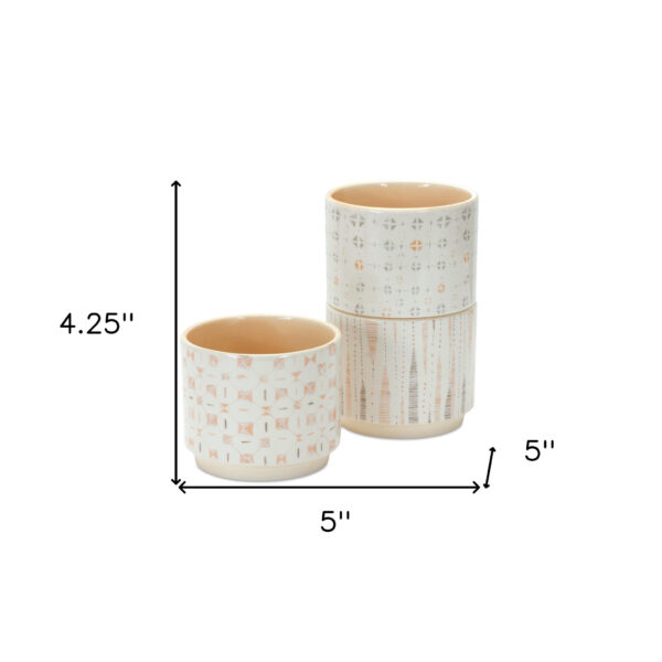 White Set of Three Dolomite 2.77056 ounce Round Pot Planter