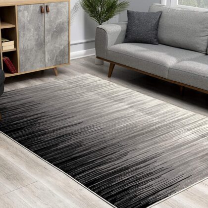 3' X 5' Black Abstract Power Loom Area Rug