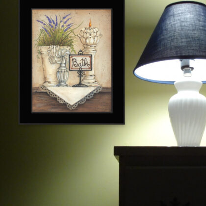 Bath 3 Floral and Lace Black Framed Print Bathroom Wall Art
