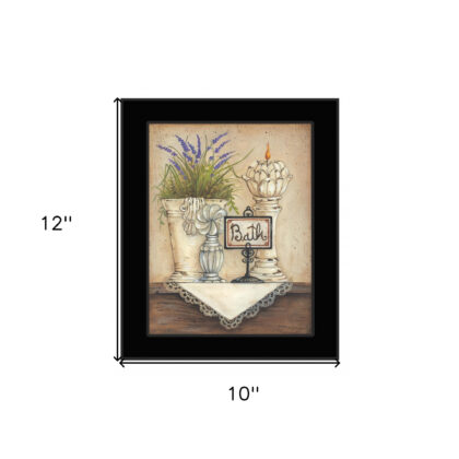 Bath 3 Floral and Lace Black Framed Print Bathroom Wall Art
