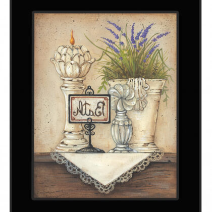 Bath 3 Floral and Lace Black Framed Print Bathroom Wall Art