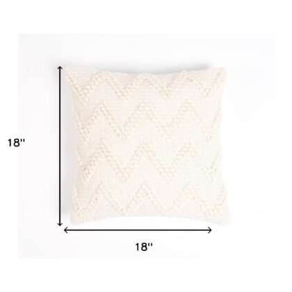 18" X 18" Off White Chevron Cotton Blend Pillow Cover With Texture