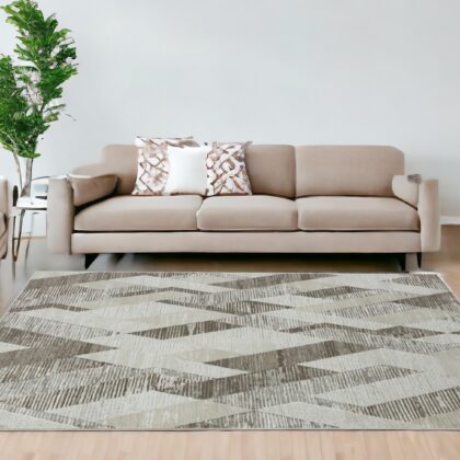 9' x 12' Gray Geometric Area Rug