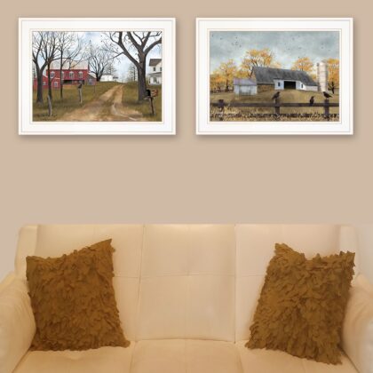 Set Of Two Country Roads 1 White Framed Print Wall Art