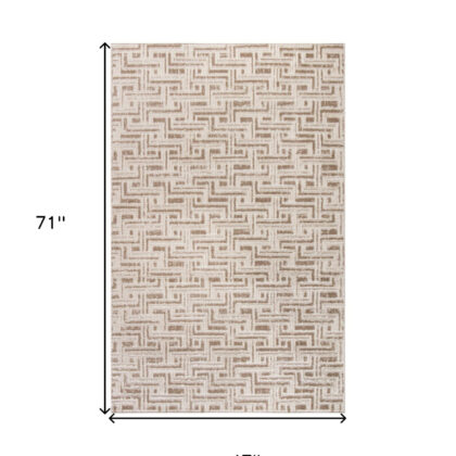 4' x 6' Brown Geometric Distressed Area Rug