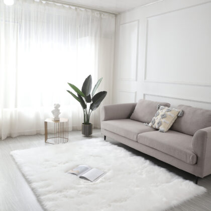 5' x 7' White Sheepskin Washable Area Rug