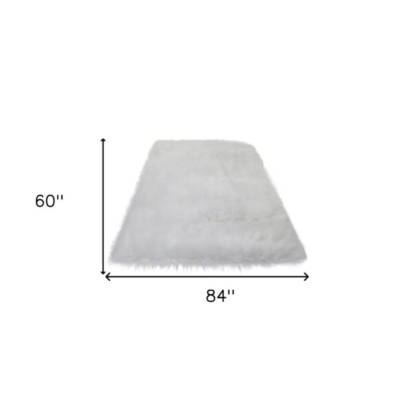 5' x 7' White Sheepskin Washable Area Rug