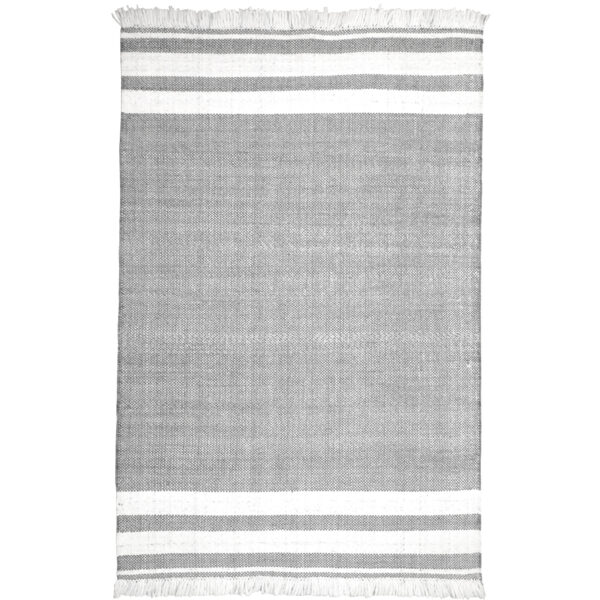 8' X 10' Gray Striped Handmade Stain Resistant Non Skid Indoor Outdoor Area Rug