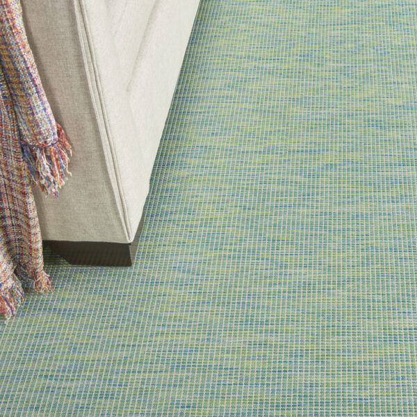 9' X 12' Blue and Green Indoor Outdoor Area Rug