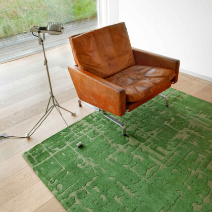 8' Green Round Abstract Non Skid Area Rug